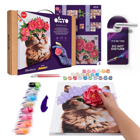 3D Modeling+Painting Kit 30x40cm - A Cat in a Flower Crown