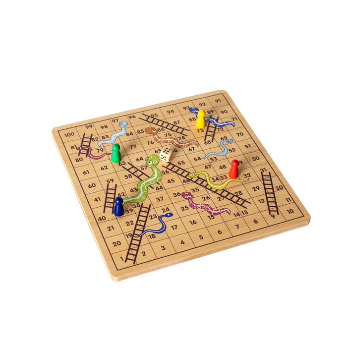 10" Wooden Snakes & Ladders Set