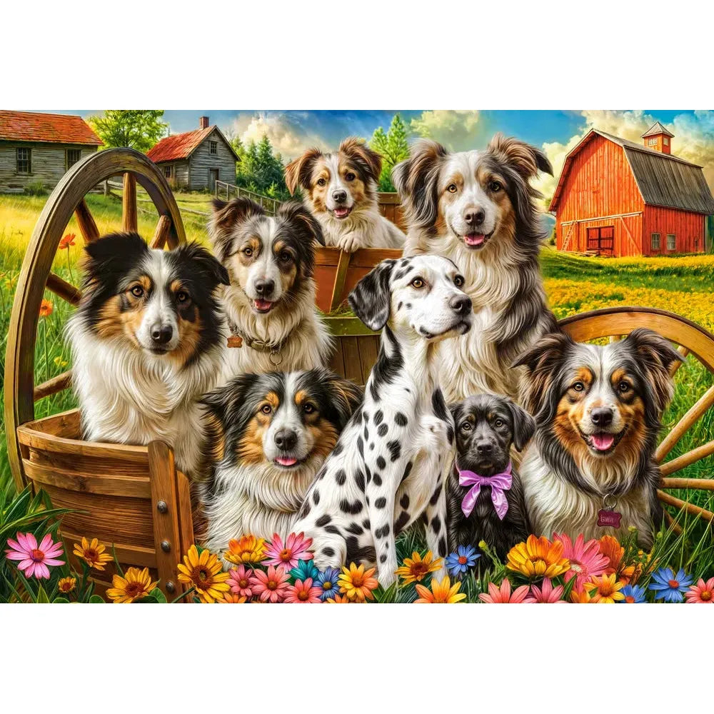 1000pc Happy Dogs In The Countryside Puzzle