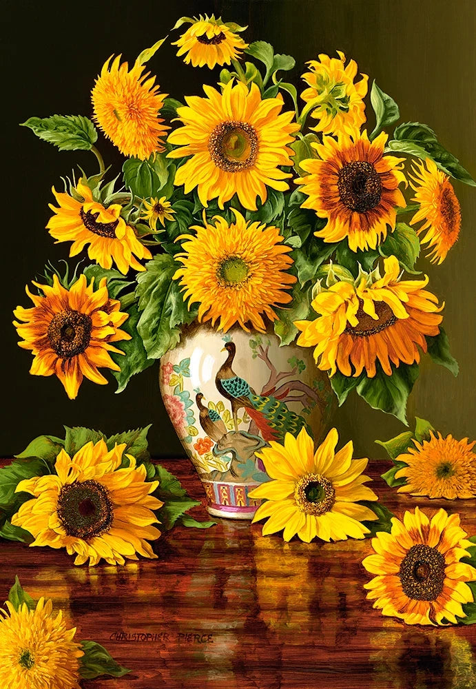 1000pc Sunflowers In A Peacock Vase Puzzle