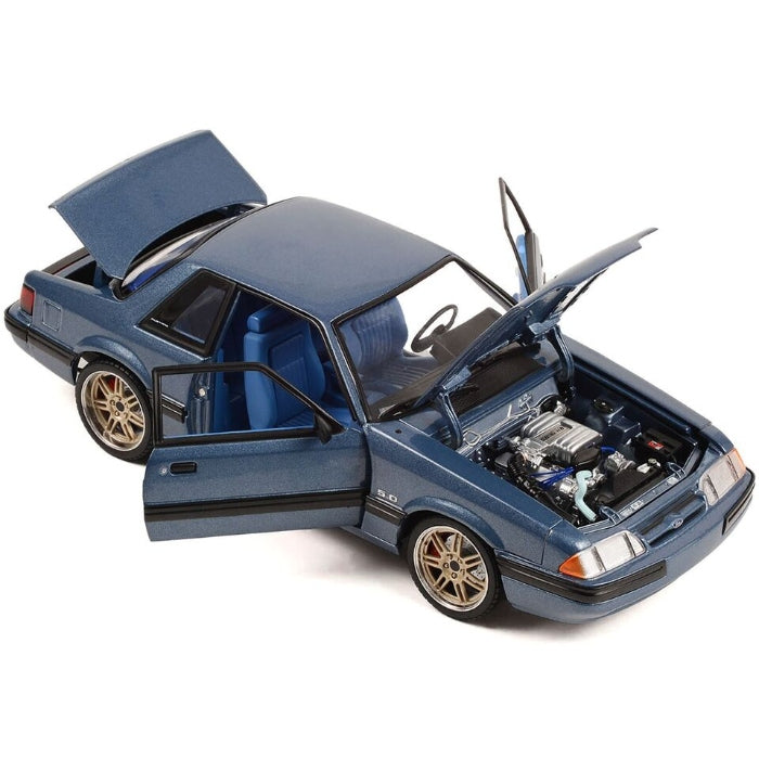 1/18 Detroit Speed Inc 1989 Ford Mustang 5.0 LX Medium Shadow Blue with Custom 7-Spoke Wheels
