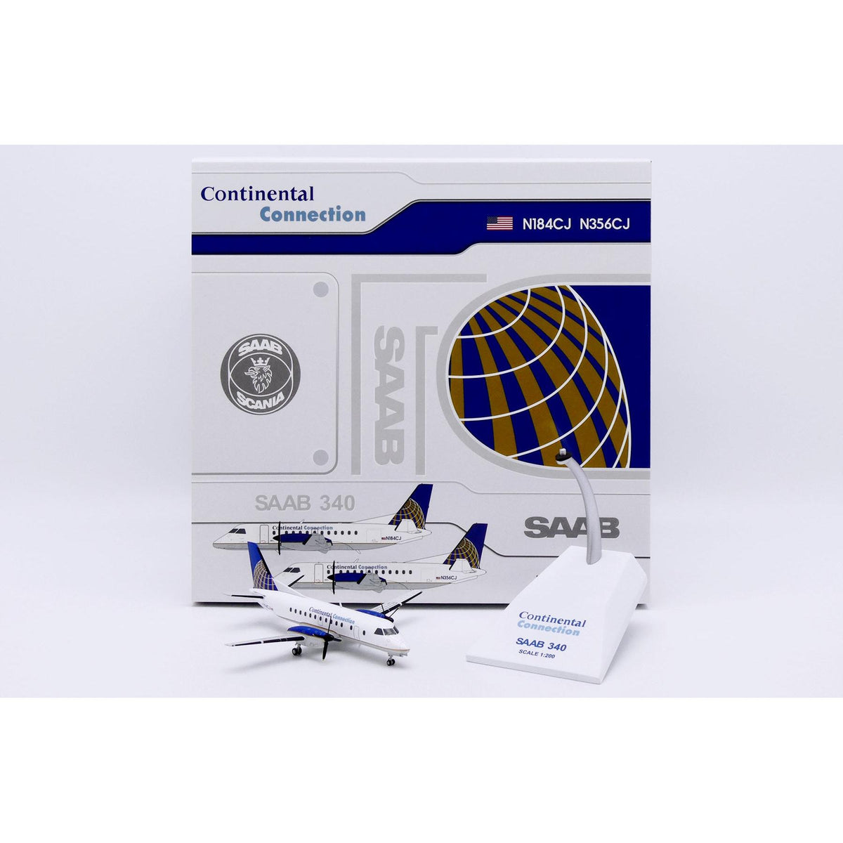 1/200 Continental Connection (Colgan Air) Saab 340B Reg: N184CJ with Stand