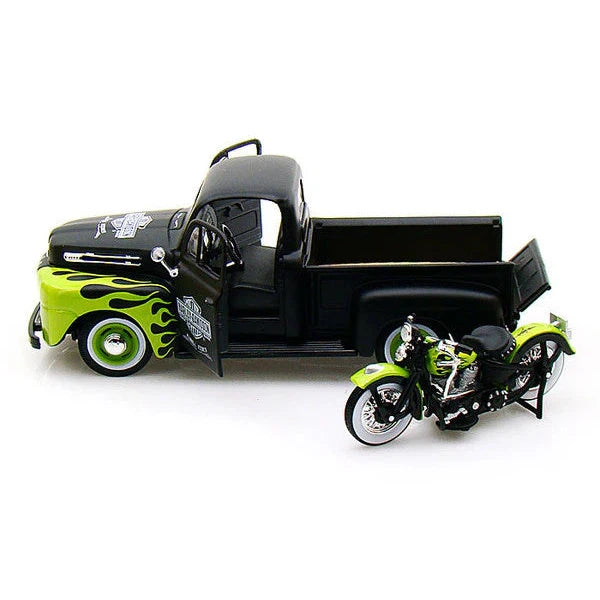 1/24 Harley Davidson 1948 Ford F1 Pickup & 1948 FL Panhead Matte Black/Green