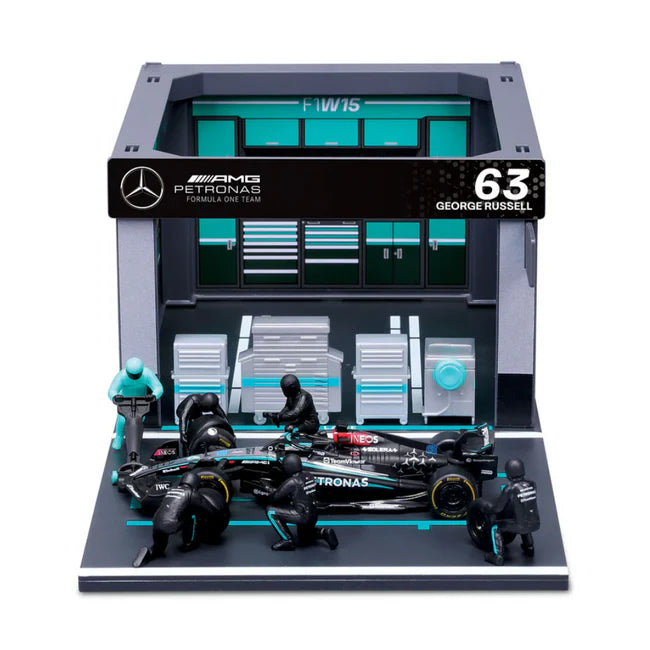 1/43 2024 F1 Mercedes-AMG Pit Pass Diorama Playset #63 Russell