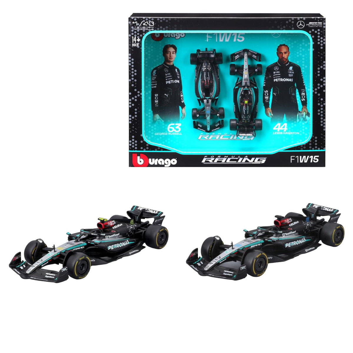 1/43 F1 Gift Set 2024 Mercedes-AMG W15 #63 & #44 2pcs