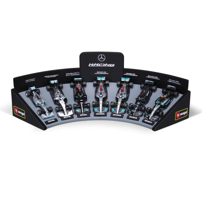 1/43 F1 Mercedes-AMG Petronas Gift Set 7-Piece Collection & Display Stand
