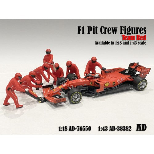1/43 Red F1 Pit Crew Figures 7pcs Set