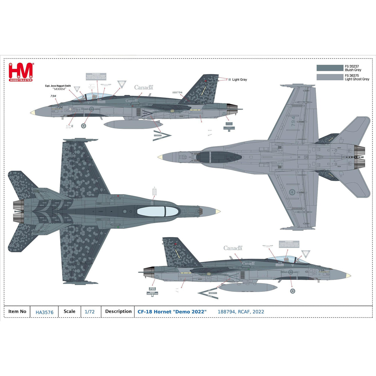 1/72 CF-18 Hornet "Demo 2022" 188794 RCAF 2022