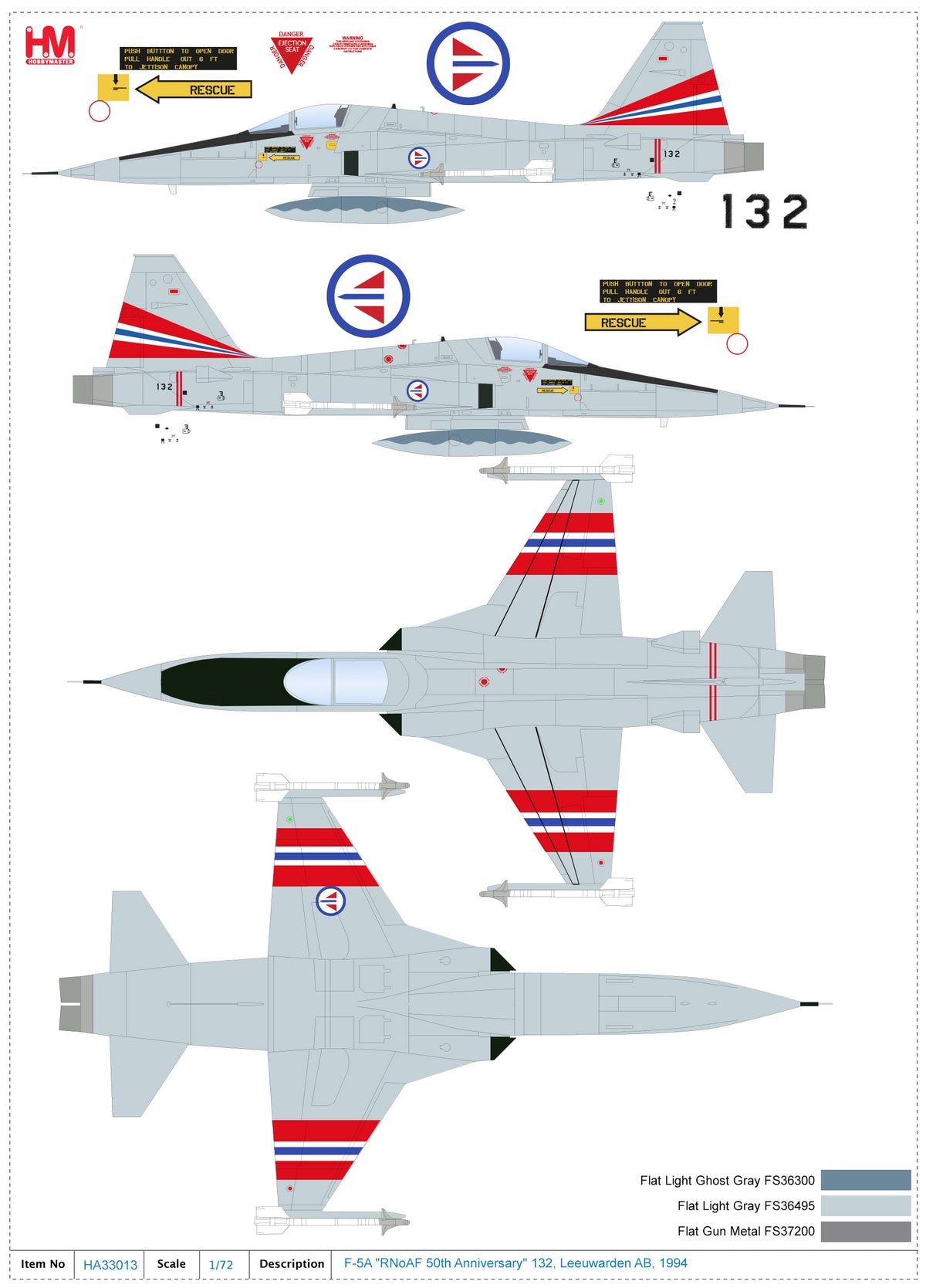 1/72 F-5A "RNoAF 50th Anniversary" 132 Leeuwarden AB 1994