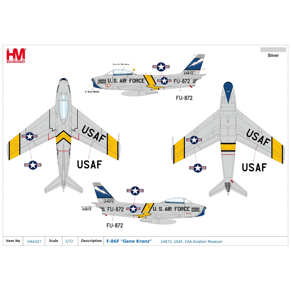 1/72 F-86F "Gene Kranz" 24872 USAF EAA Aviation Museum