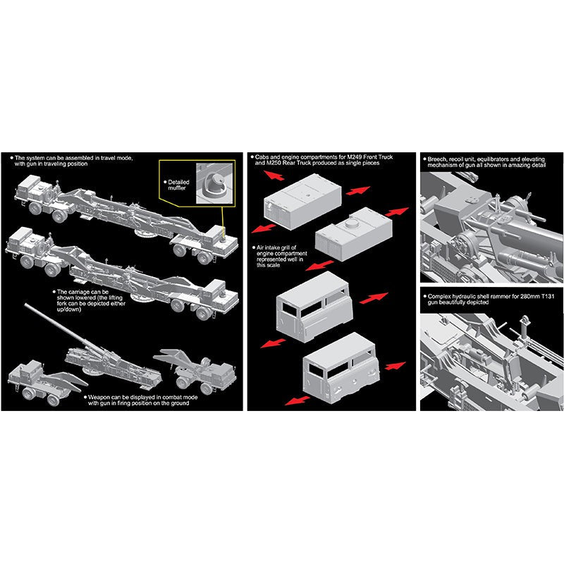 1/72 M65 Atomic Annie Gun Heavy Motorized 280mm Plastic Model Kit