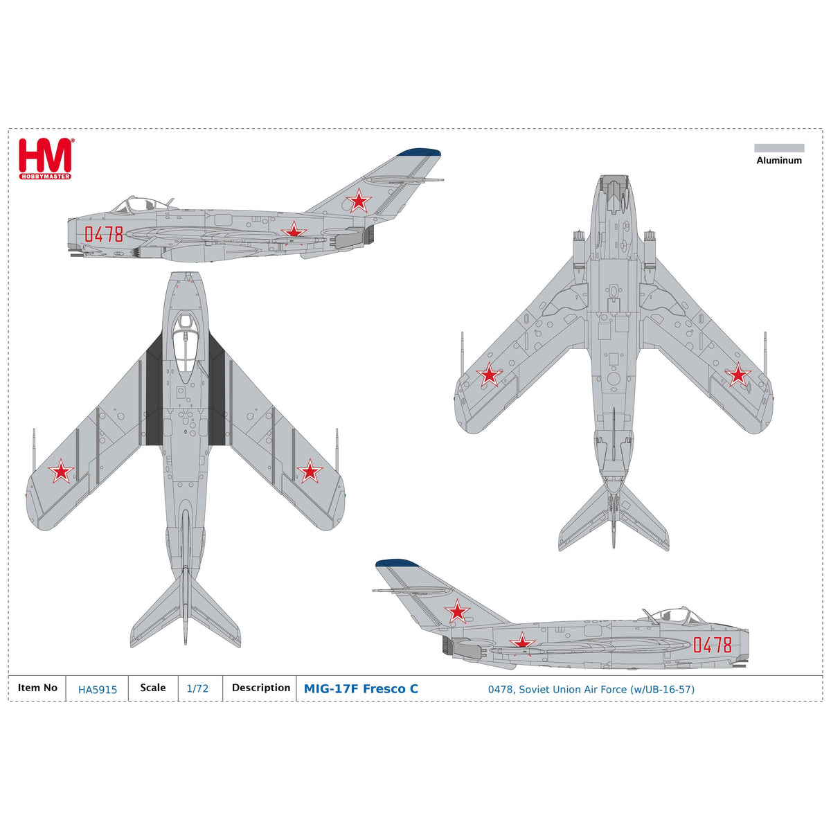 1/72 MiG-17F Fresco C 0478 Soviet Union Air Force (with UB-16-57)