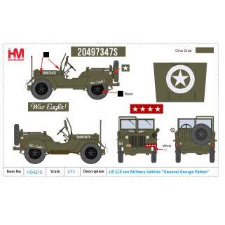 1/72 U.S. 1/4 ton Military Vehicle US 3rd Army 1945 "Gen. George Patton"