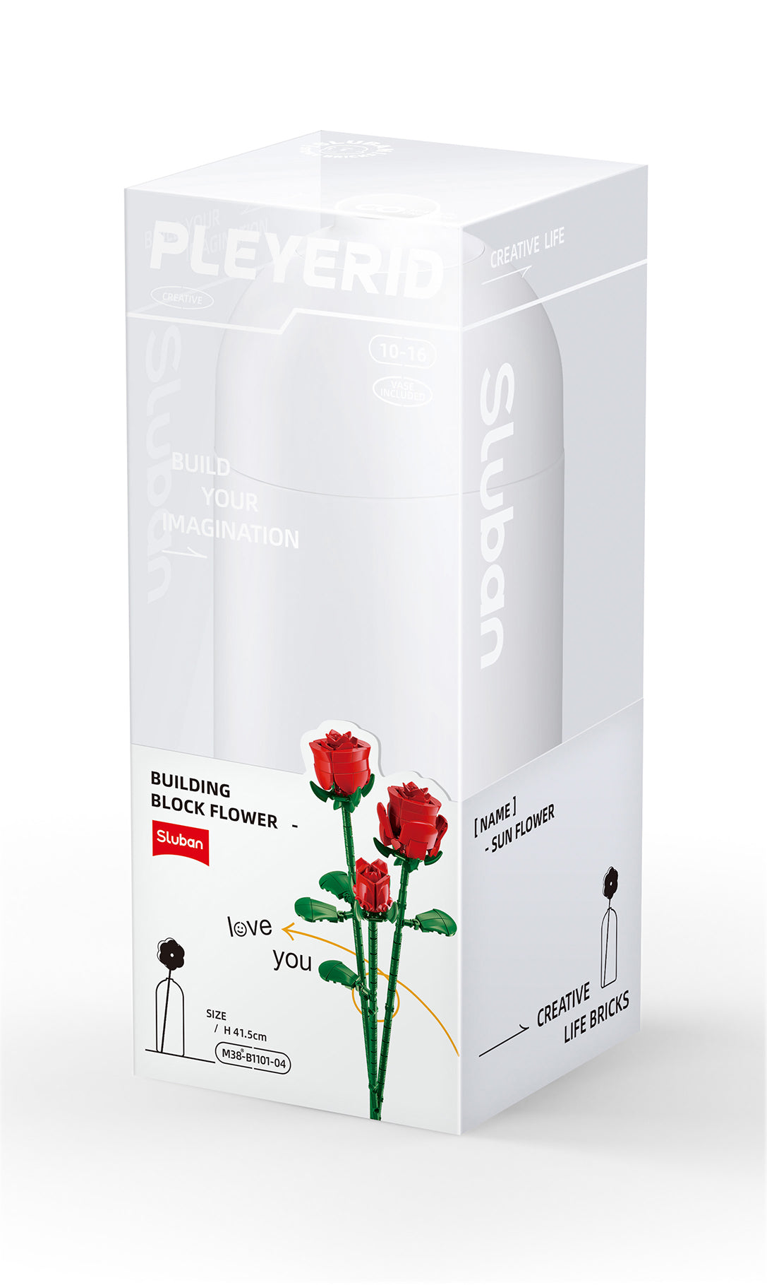258pc Red Rose with DIY Vase C32