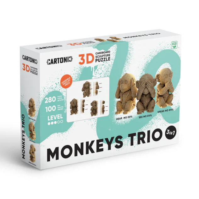 280pc 3D Puzzle Trio Monkeys