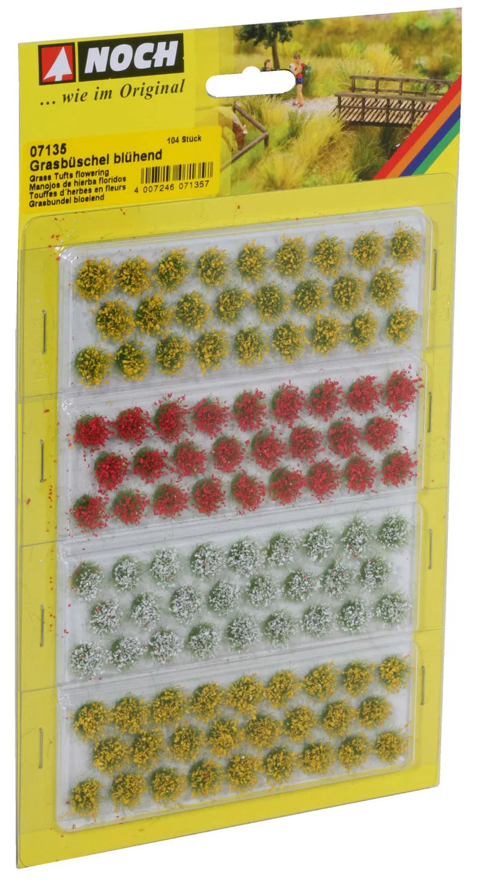 HO Grass Tufts Blooming (Yellow, Red, White) 6mm 104pcs