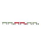 HO Benches (4 Green, 2 Red, 3 Bins)