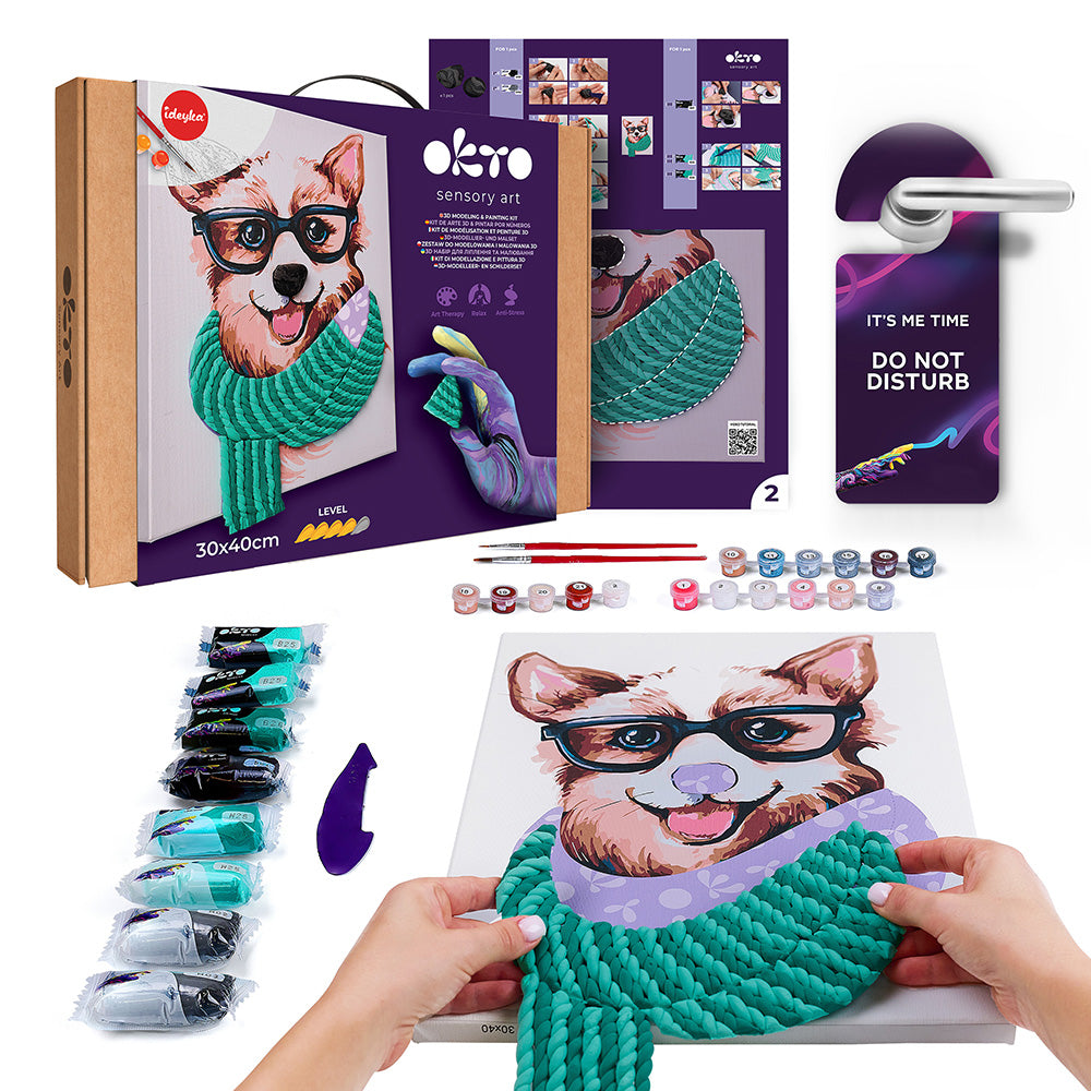 image2_3D Modeling+Painting Kit 30x40cm - Fashion Corgi