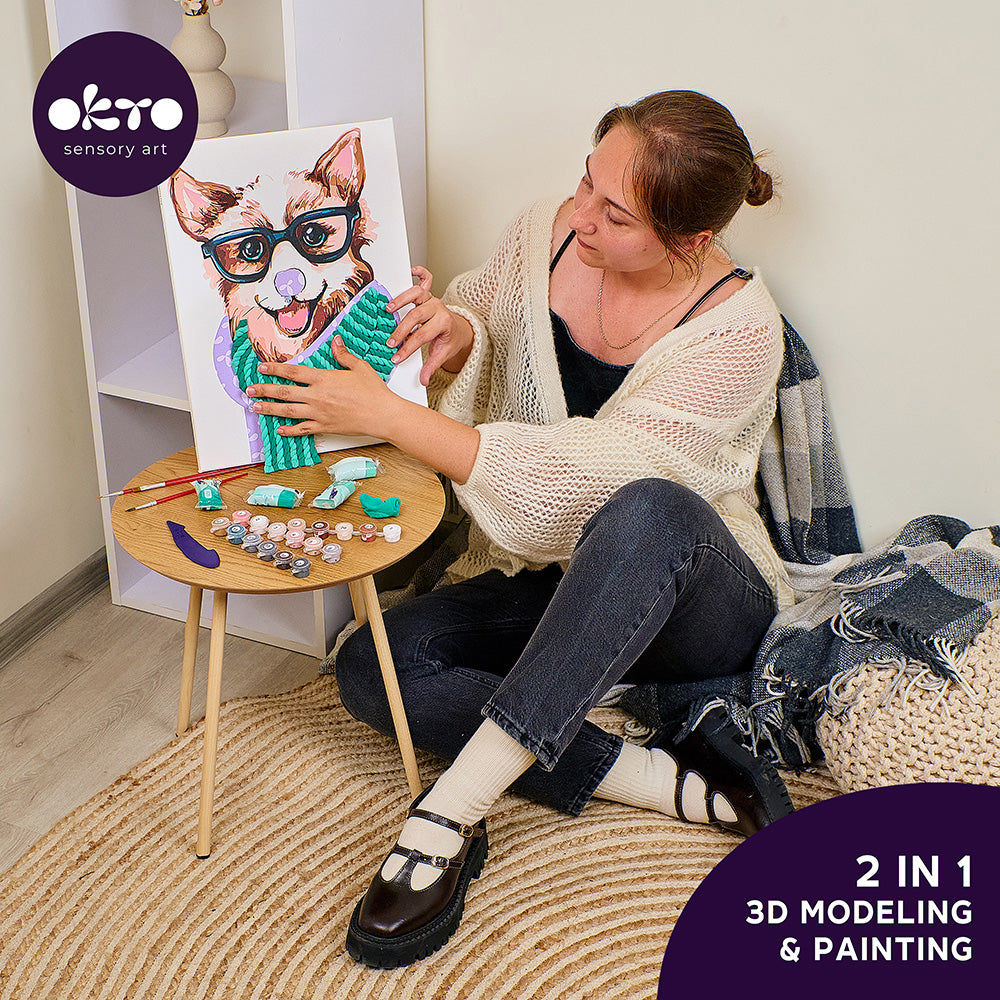 image9_3D Modeling+Painting Kit 30x40cm - Fashion Corgi