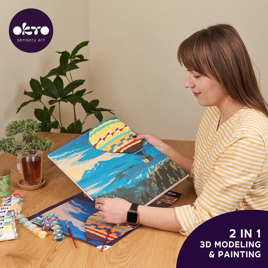 3D Modeling+Painting Kit 30x40cm - Hot Air Balloon Flight