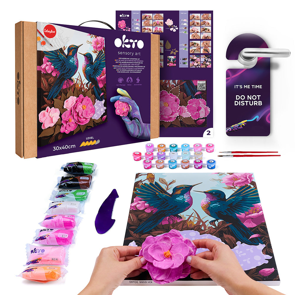 image2_3D Modeling+Painting Kit 30x40cm - Hummingbirds in Love