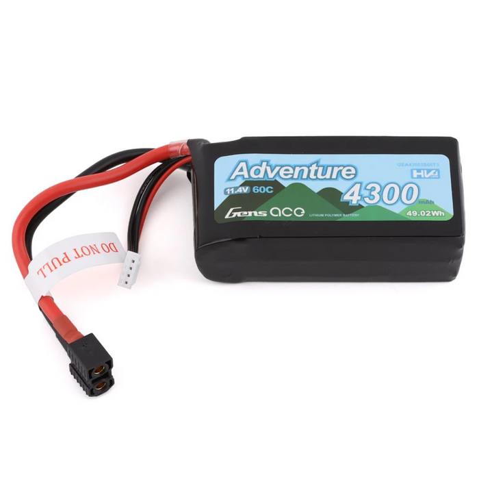 3S Adventure 4300mAh 11.4V 60C Soft Case HV LiPo Battery (1TO3/Deans/XT60)