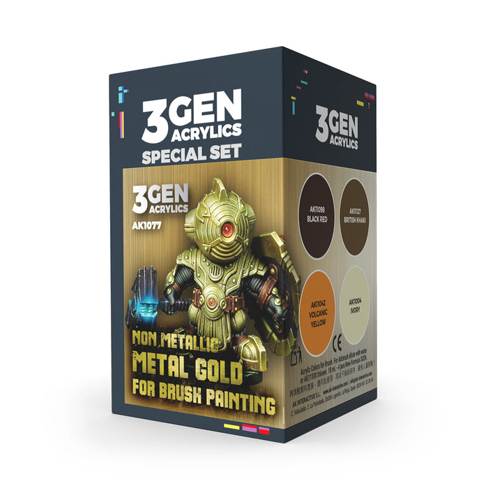 Wargame: Non Metallic Metal Gold for Brush Painting Acrylic Paint Set 3rd Generation
