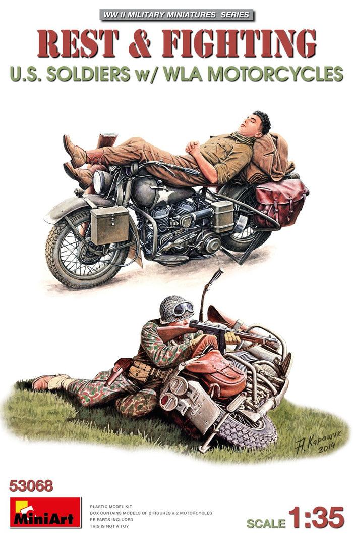 1/35 Rest & Fighting U.S. Soldiers with WLA Motorcycles