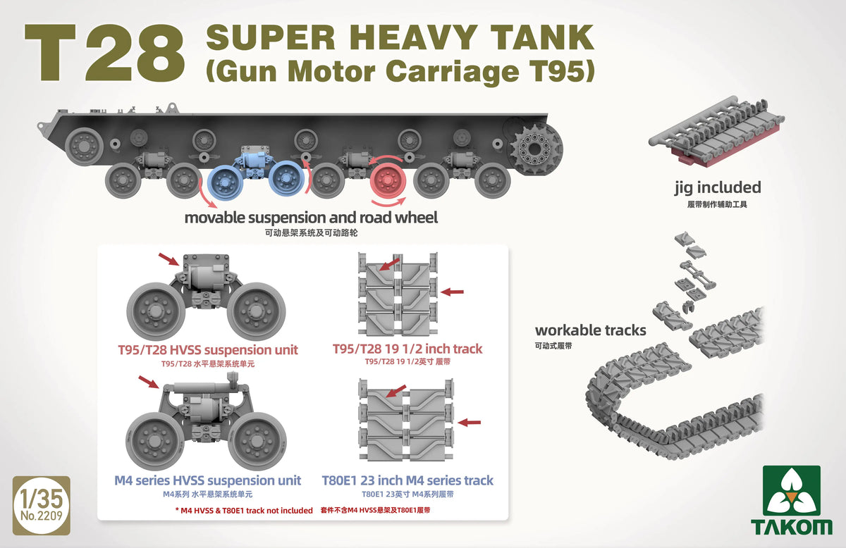 1/35 T28 Super Heavy Tank Gun Motor Carriage T95 Model Kit