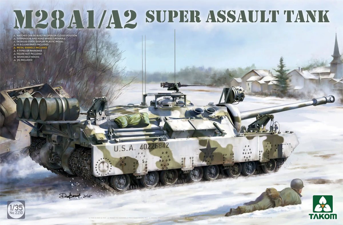 1/35 T28 Box T28 Super Heavy Tank & M28A1/A2 Super Assault Tank Model Kit