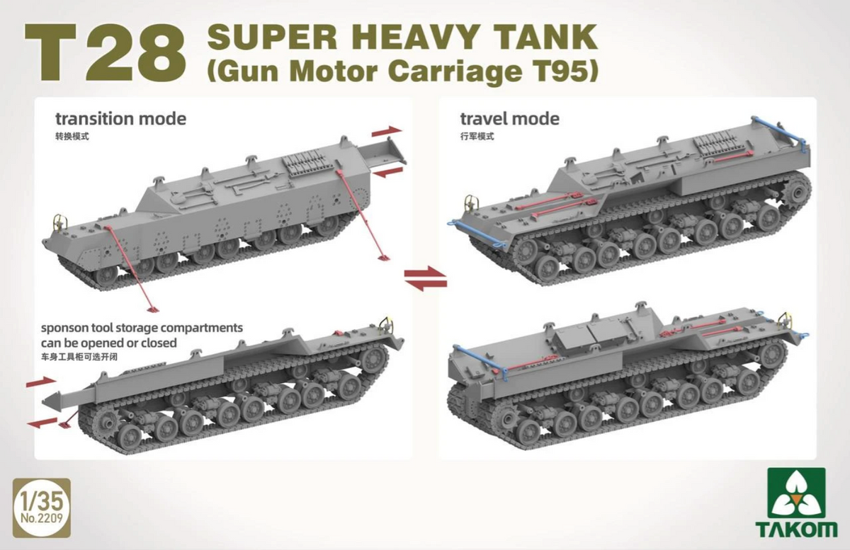 1/35 T28 Box T28 Super Heavy Tank & M28A1/A2 Super Assault Tank Model Kit