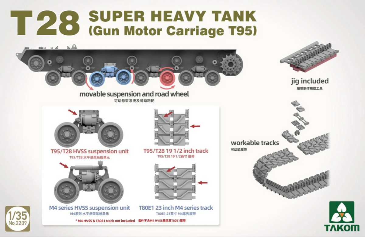 1/35 T28 Box T28 Super Heavy Tank & M28A1/A2 Super Assault Tank Model Kit