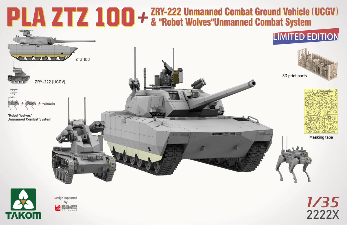 1/35 PLA ZTZ-100 & ZRY-222 Robot Wolves Unmanned Combat System Model Kit