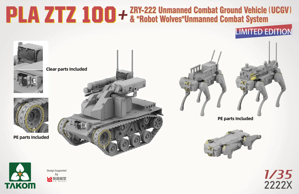 1/35 PLA ZTZ-100 & ZRY-222 Robot Wolves Unmanned Combat System Model Kit