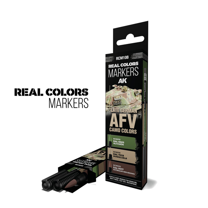 Real Colors Markers: Late German AFV Camo Colours Set 3 Acrylic Paint Markers