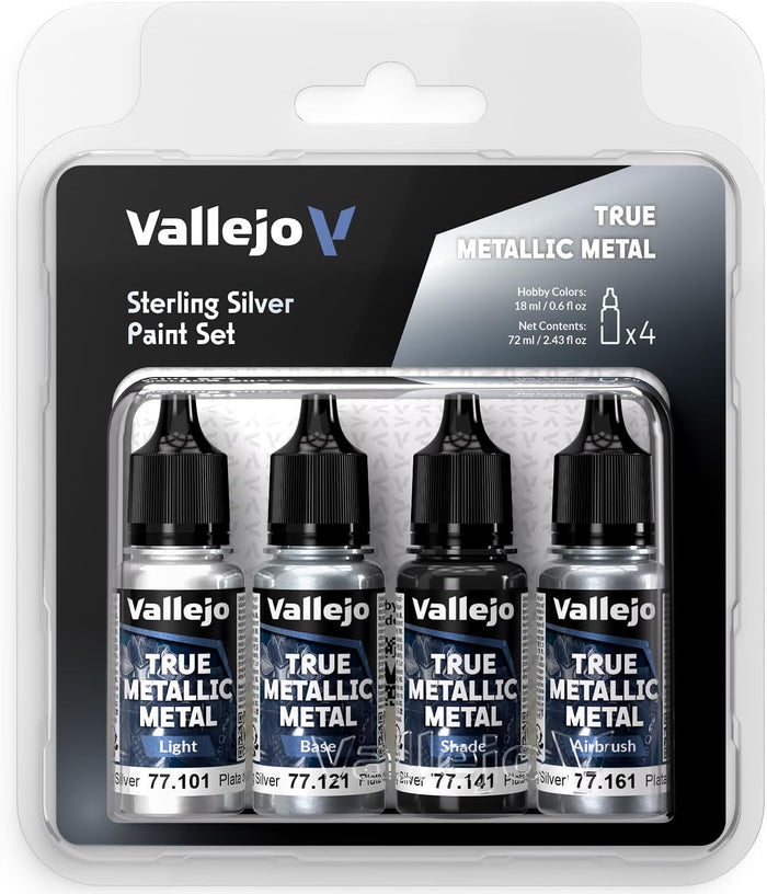True Metallic Metal - Sterling Silver - 4 Color Paint Set