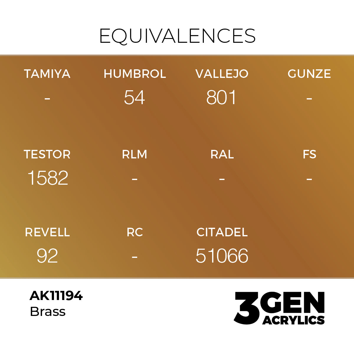 Brass Metallic Acrylic Paint 17ml 3rd Generation