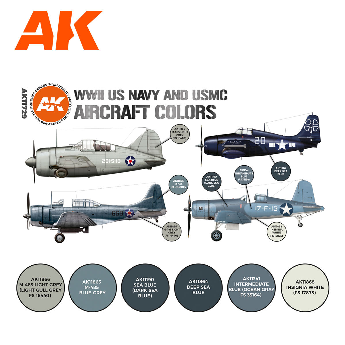 Air Series: WWII US Navy & USMC Aircraft Colors Acrylic Paint Set 3rd Generation