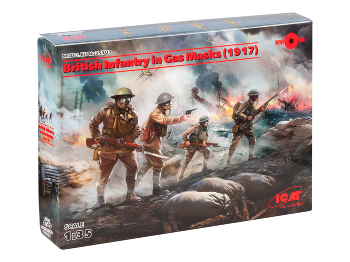 1/35 British Infantry in Gas Masks (1917) (4 Figures)