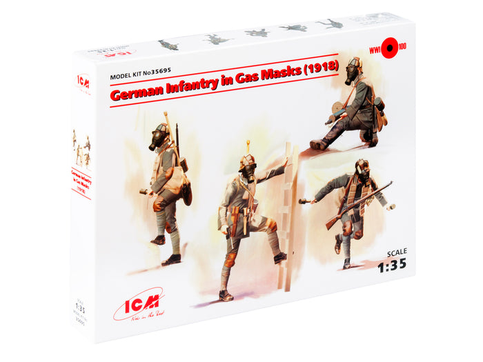 1/35 German Infantry in Gas Masks (1918) (4 Figures)