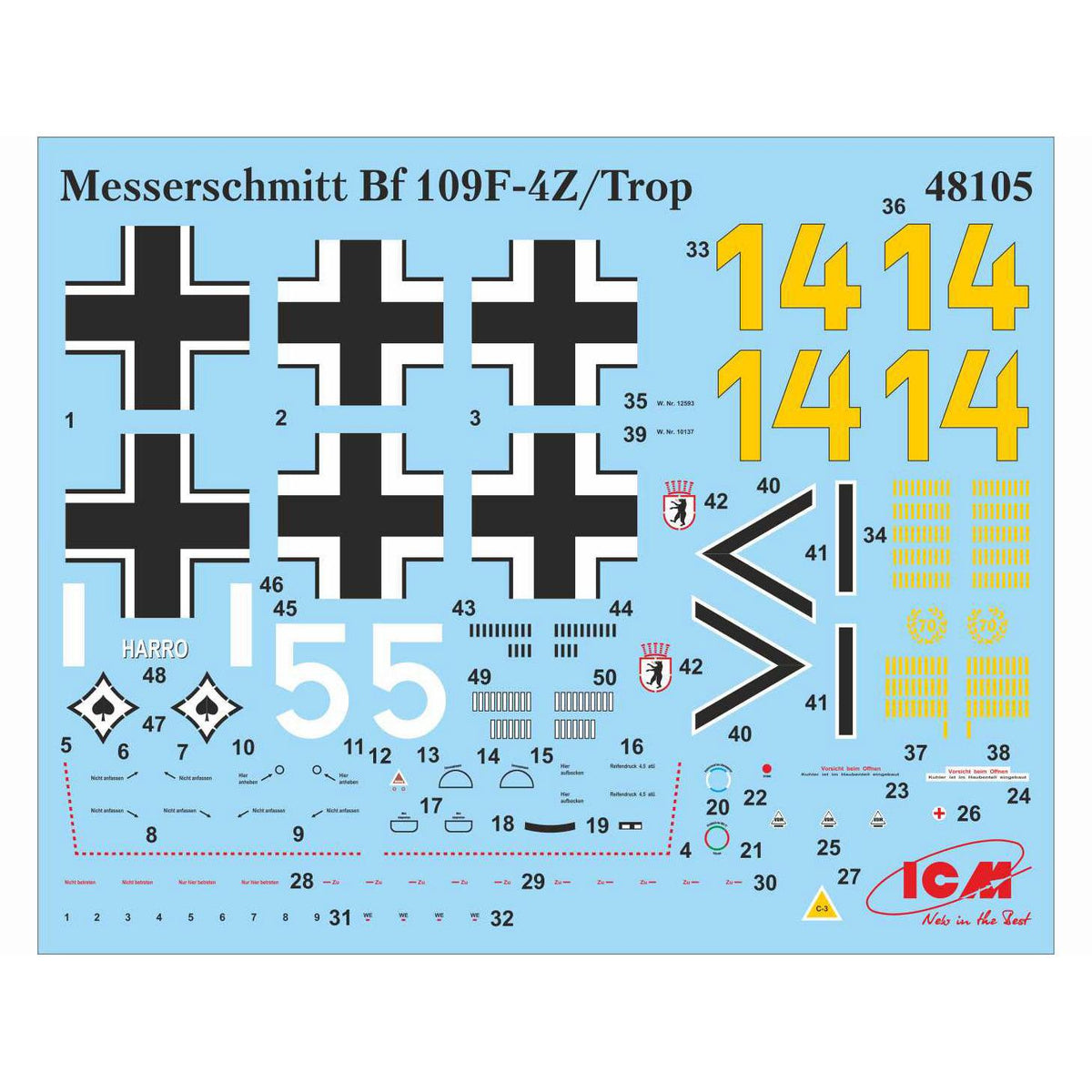 1/48 Messerschmitt Bf 109F-4Z/Trop WWII German Fighter