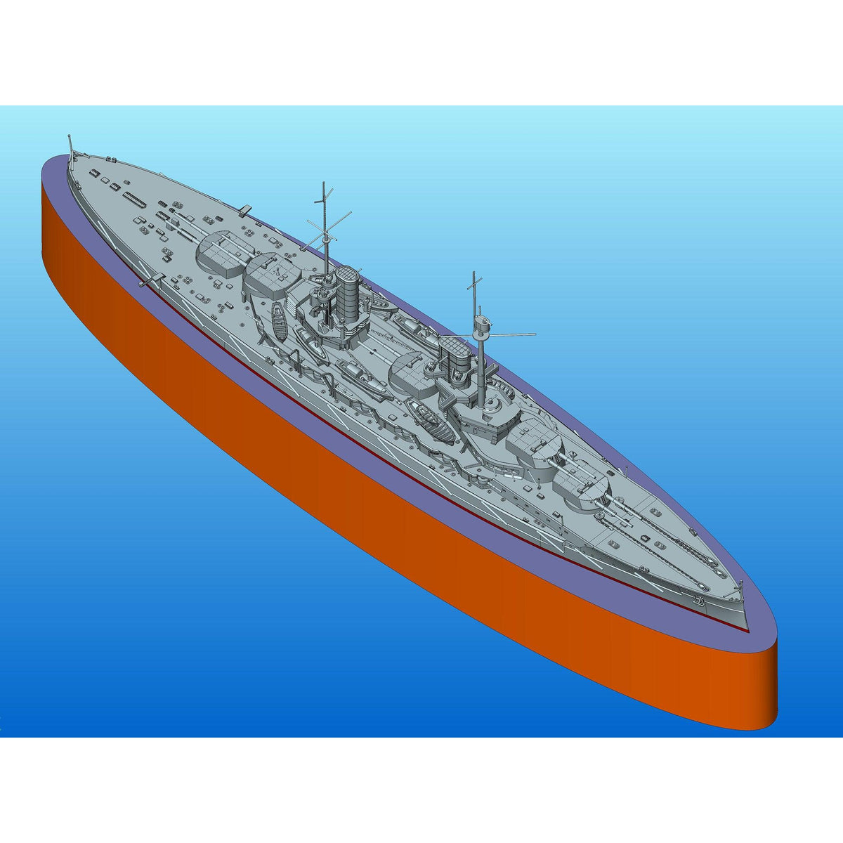 1/700 'Kronprinz' (full hull & waterline) WWI German Battleship