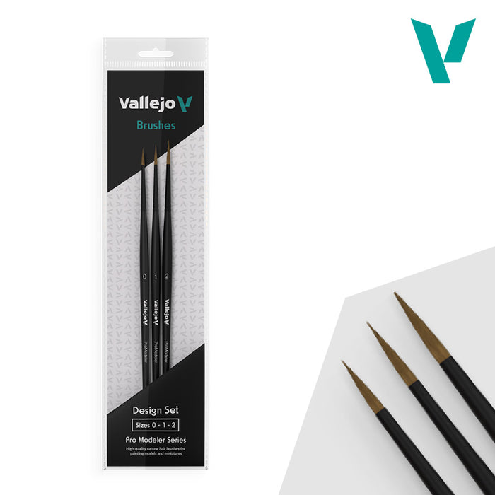 Hobby Brushes Pro Modeler Design Set - Natural Hair (Sizes 0 1 & 2)