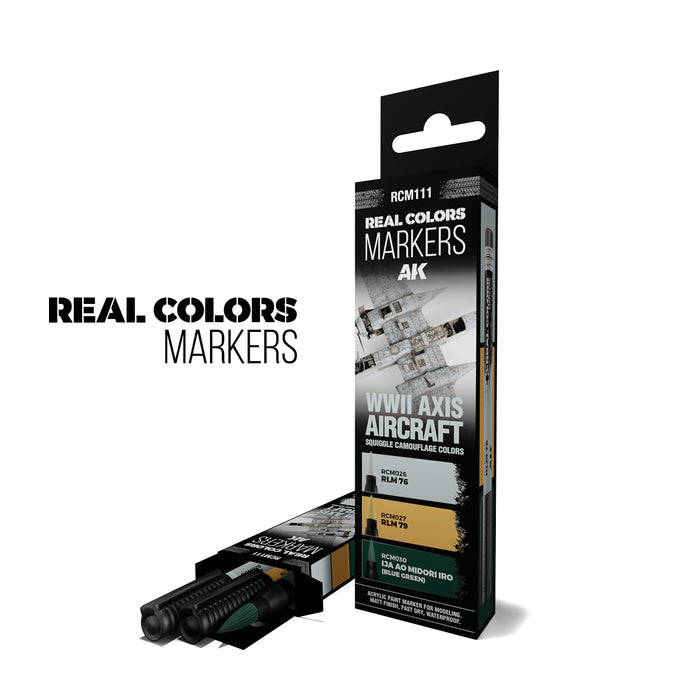 Real Colors Markers: WWII Axis Aircraft Squiggle Camouflage Colors - Set 3 Arcylic Paint Markers