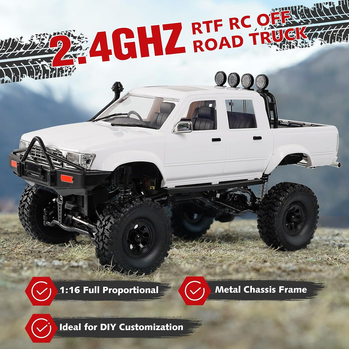 1/16 RC Hilux Truck (Off-Road) White