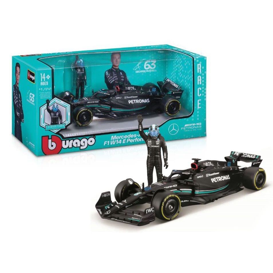 1/24 2023 F1 Mercedes-AMG W14 #63 with Russell Driver Figurine in WB