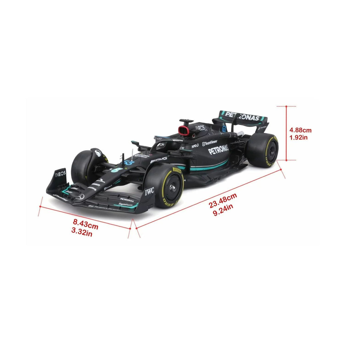 1/24 2023 F1 Mercedes-AMG W14 #63 with Russell Driver Figurine in WB