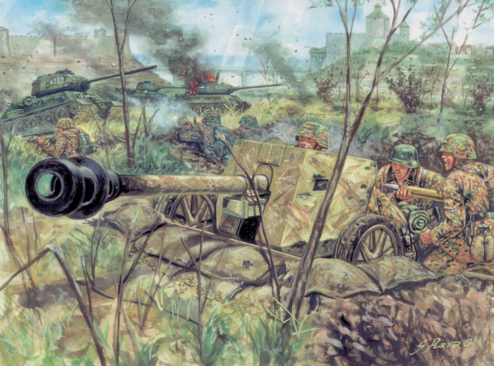 1/72 WWII German PAK 40 Anti-Tank Gun with Crew