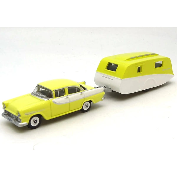 1/87 1960 Holden FB & Caravan - Yellow & White