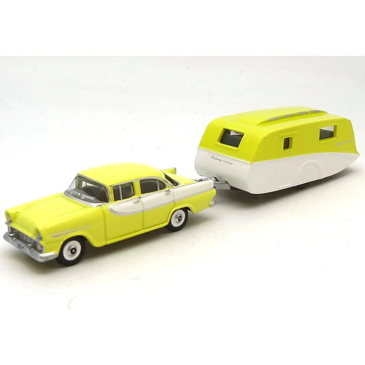 1/87 1960 Holden FB & Caravan - Yellow & White